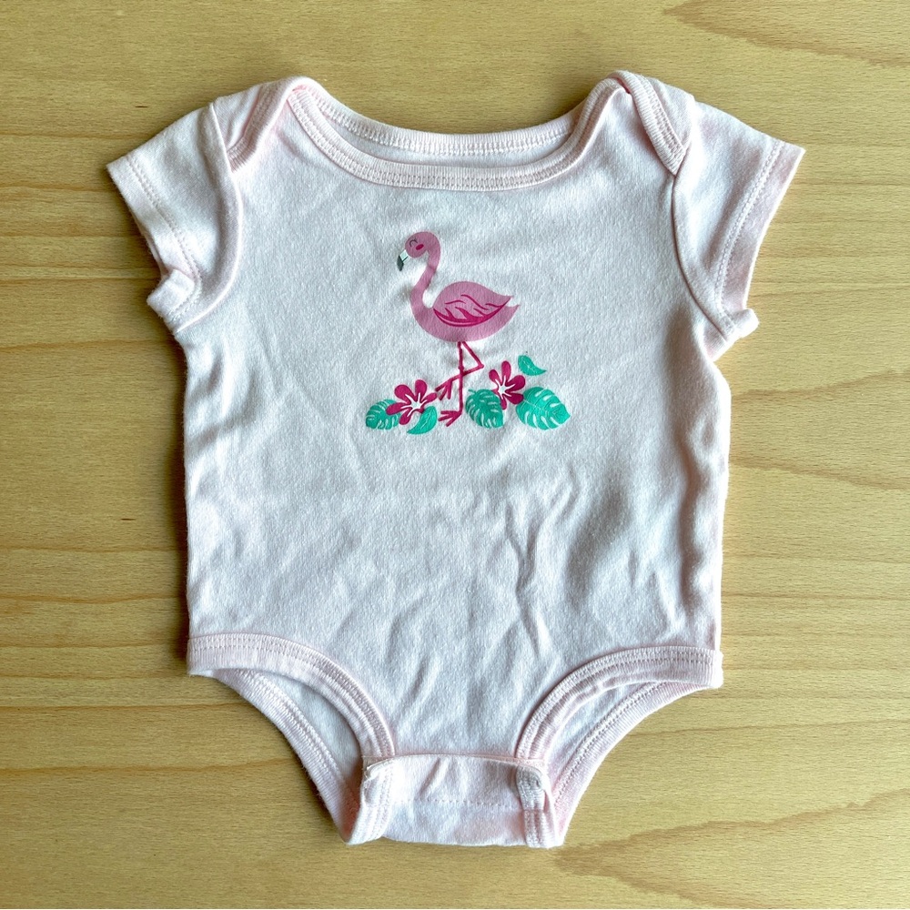 🍏4/$10🍏 Rococo Pink Flamingo Baby Onesie